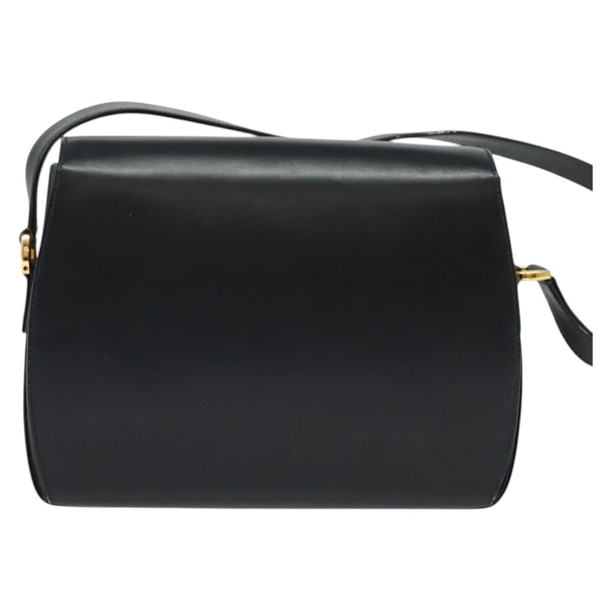 Gucci Vintage Flap Crossbody Bag Leather, NAVY, LEATHER, Shoulder bag