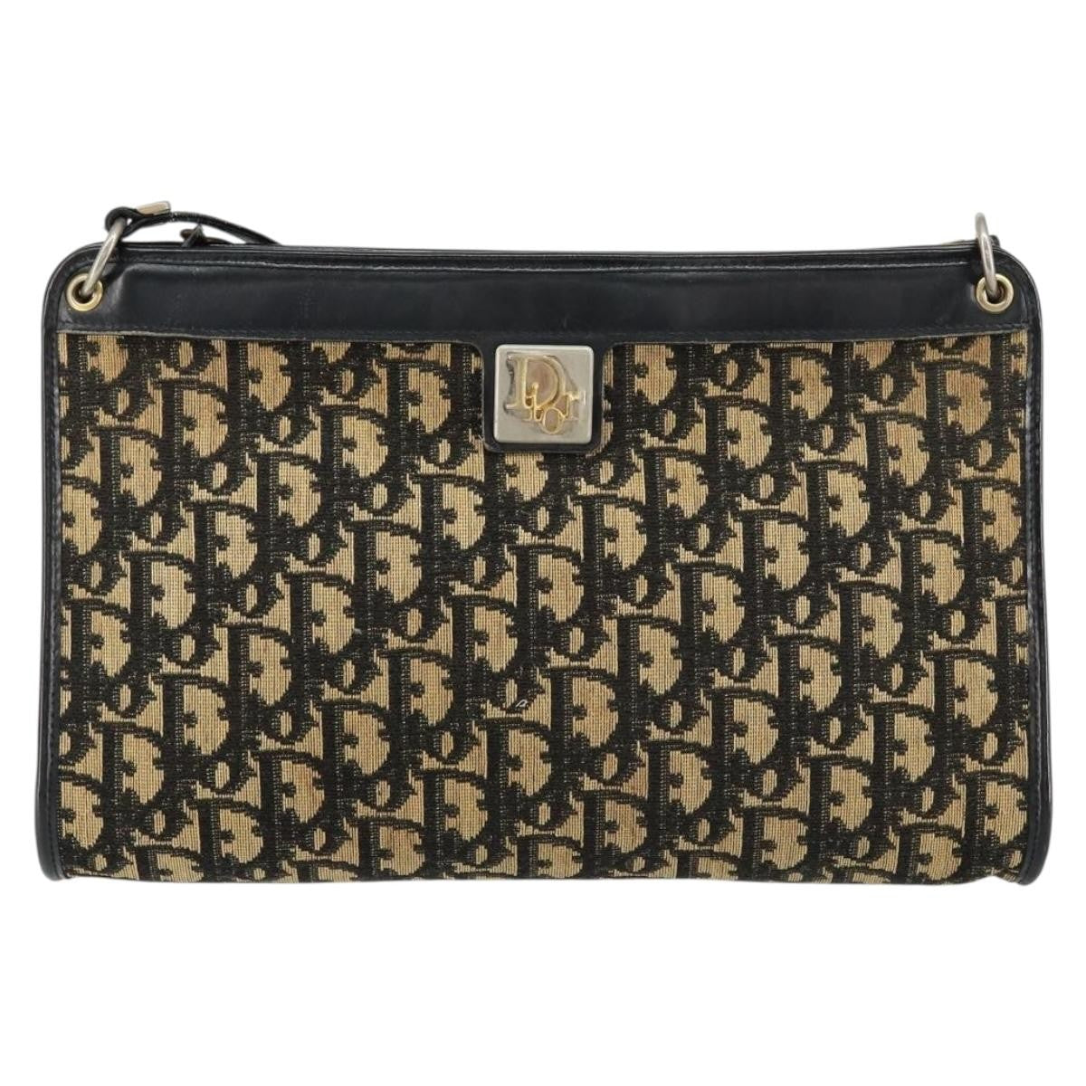 Christian Dior Vintage Trotter Shoulder Bag Canvas, NAVY, CANVAS, Shoulder bag