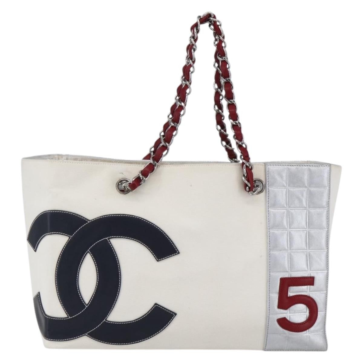 Chanel No.5 Tote Canvas and Leather, SILVER, CANVAS, Tote bag