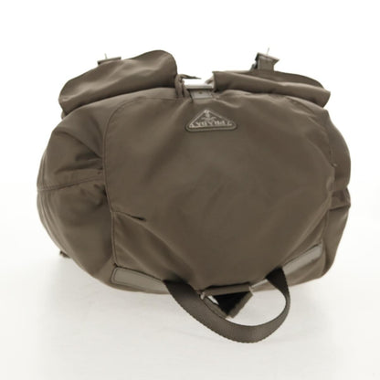 Prada Vela Double Front Pocket Backpack Tessuto with Saffiano Leather, GRAY, NYLON, Backpack