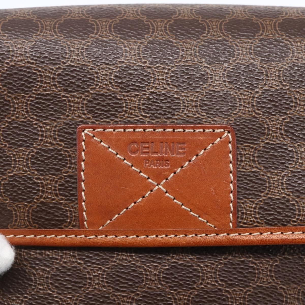 Celine Vintage Macadam Shoulder Bag Canvas and Leather, BROWN, CANVAS, Shoulder bag