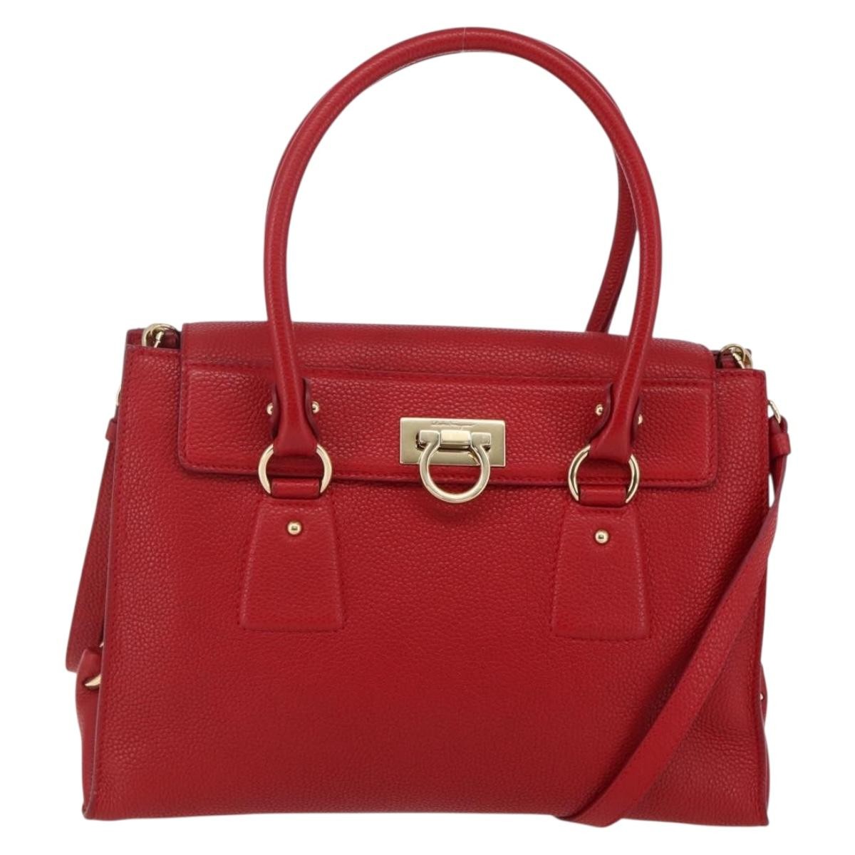 Salvatore Ferragamo Lotty Satchel Leather, RED, LEATHER, Handbag