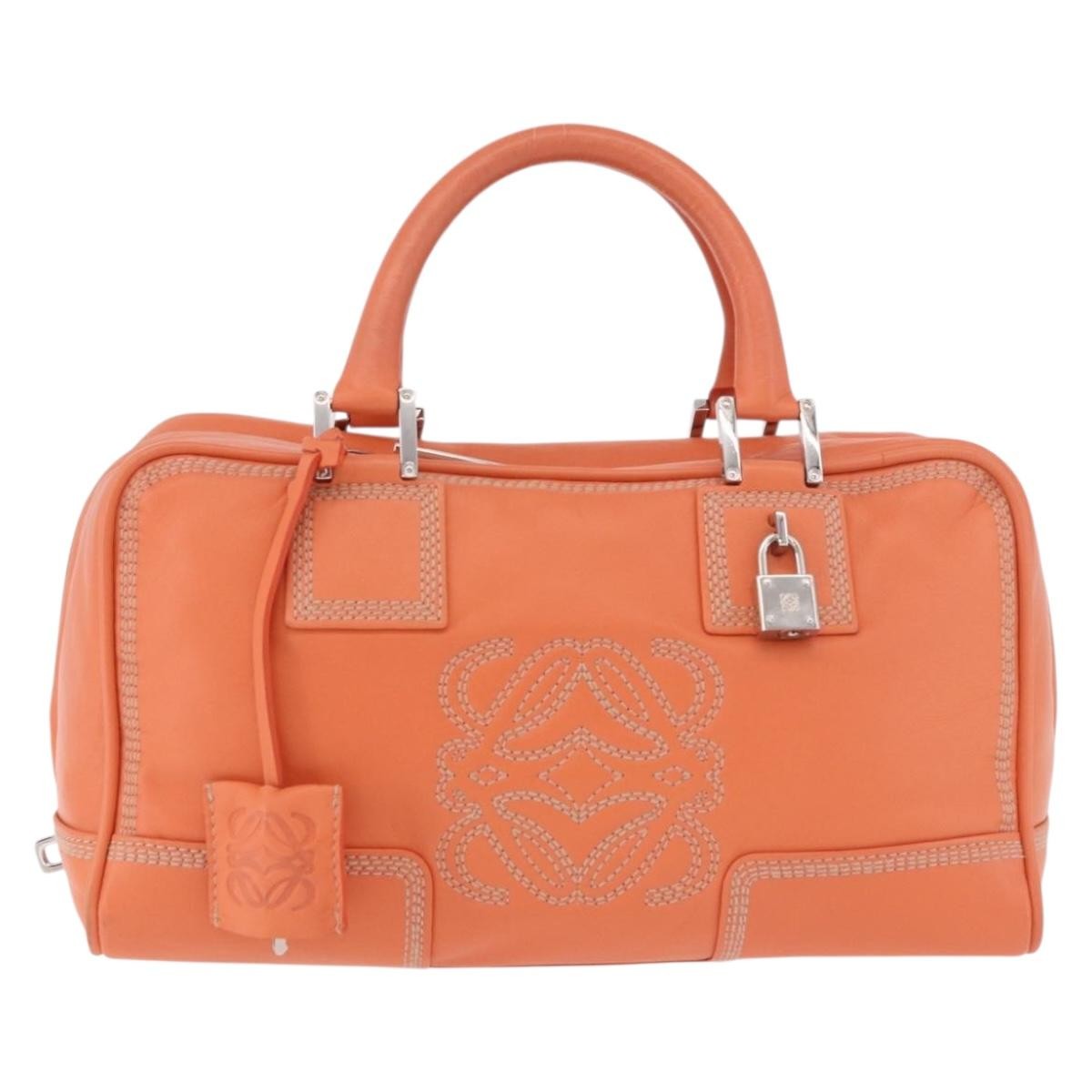 Loewe Anagram handbag Leather, Orange, Leather, Handbag