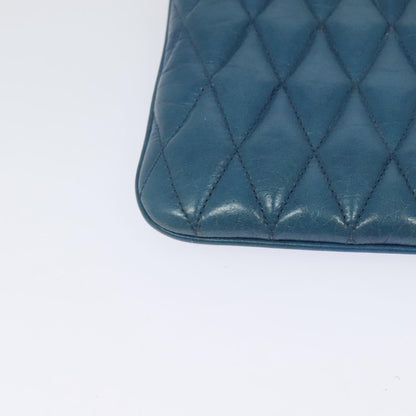 Miu Miu Zip Wristlet Pouch Matelasse Leather, BLUE, LEATHER, Clutche & pouche