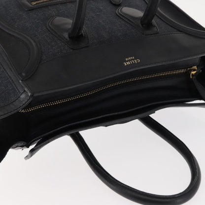 Celine Luggage Bag Denim and leather, BLACK, DENIM_JEANS, Handbag