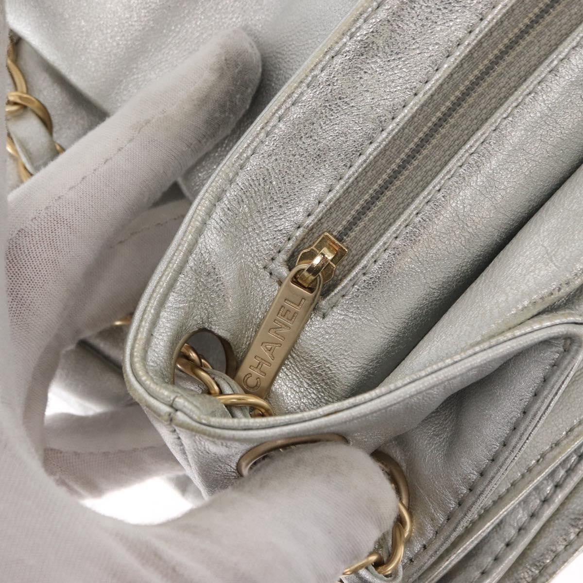 Chanel Mademoiselle Lock Accordion Flap Bag Quilted Lambskin, SILVER, LEATHER, Shoulder bag