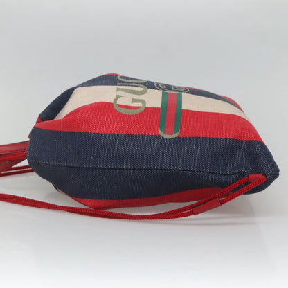 Gucci Logo Drawstring Backpack Striped Canvas, Multicolour, Canvas, Backpack