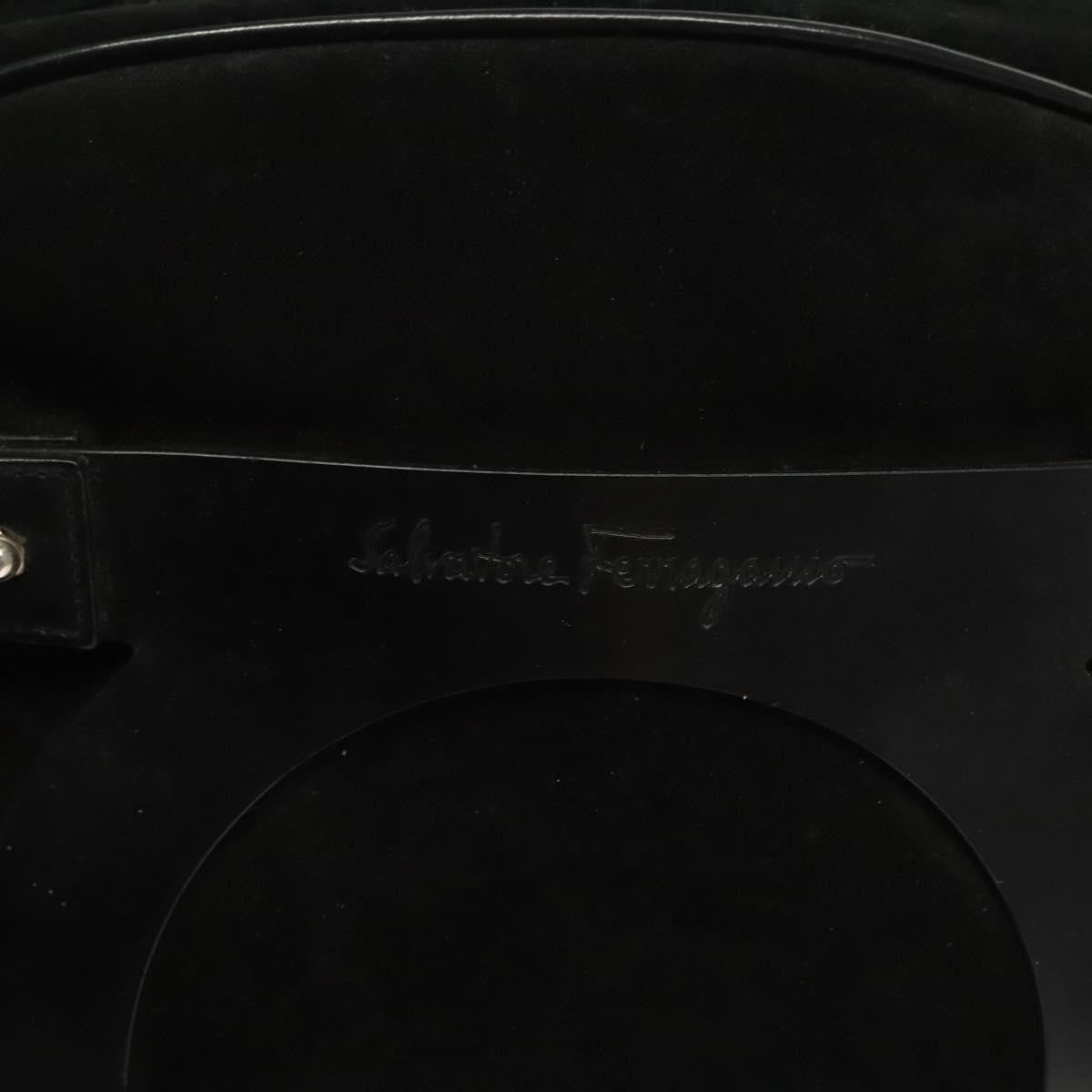 Salvatore Ferragamo Gancini handbag Suede, BLACK, SUEDE, Handbag