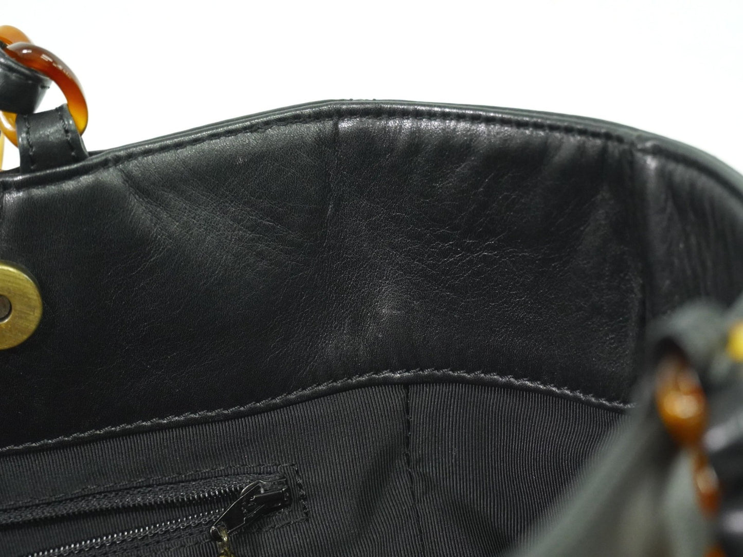 Chanel Vintage CC Resin Chain Tote Leather, BLACK, LEATHER, Tote bag