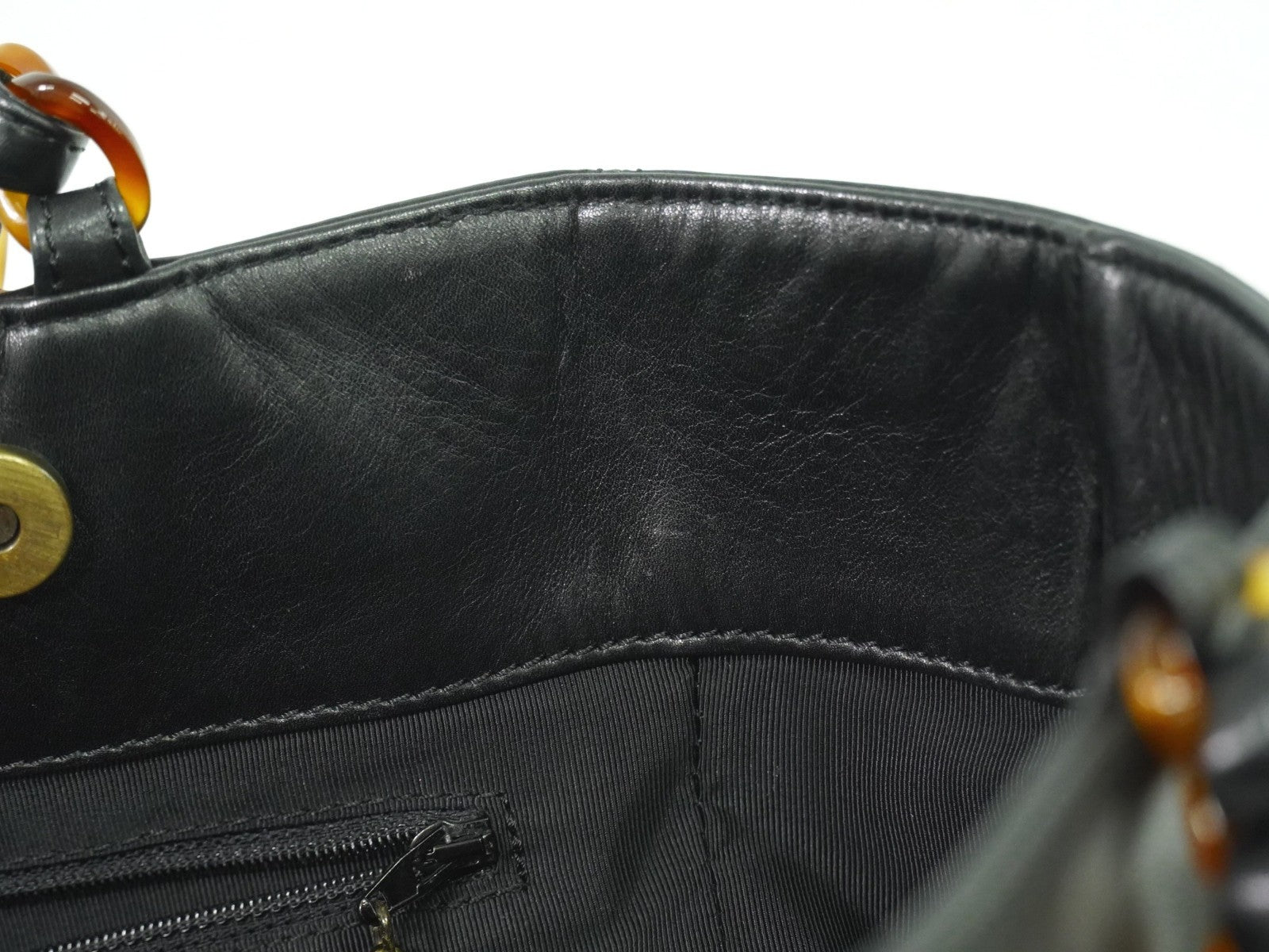 Chanel Vintage CC Resin Chain Tote Leather, BLACK, LEATHER, Tote bag