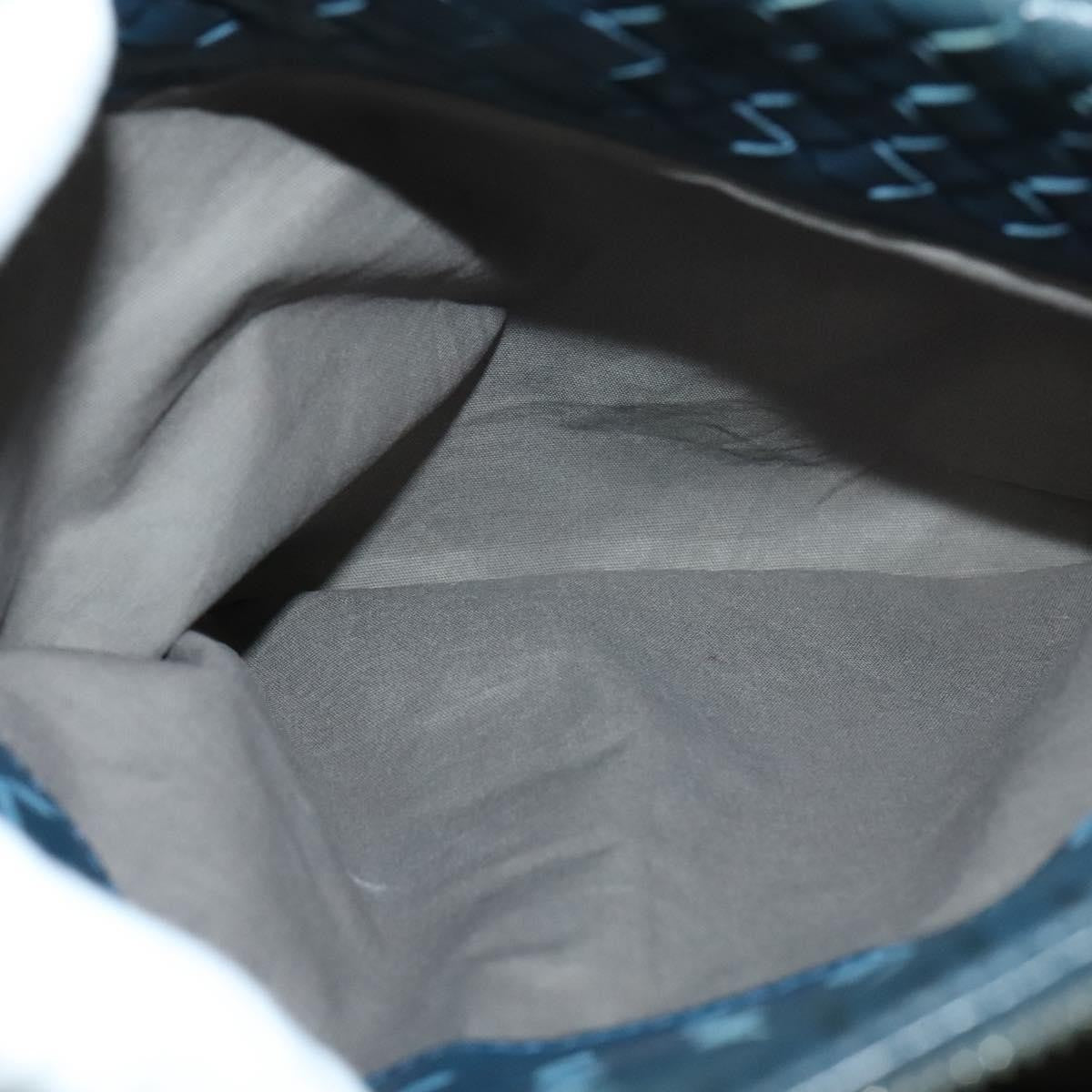 Bottega Veneta Flat Messenger Bag Intrecciato Nappa, BLUE, LEATHER, Shoulder bag