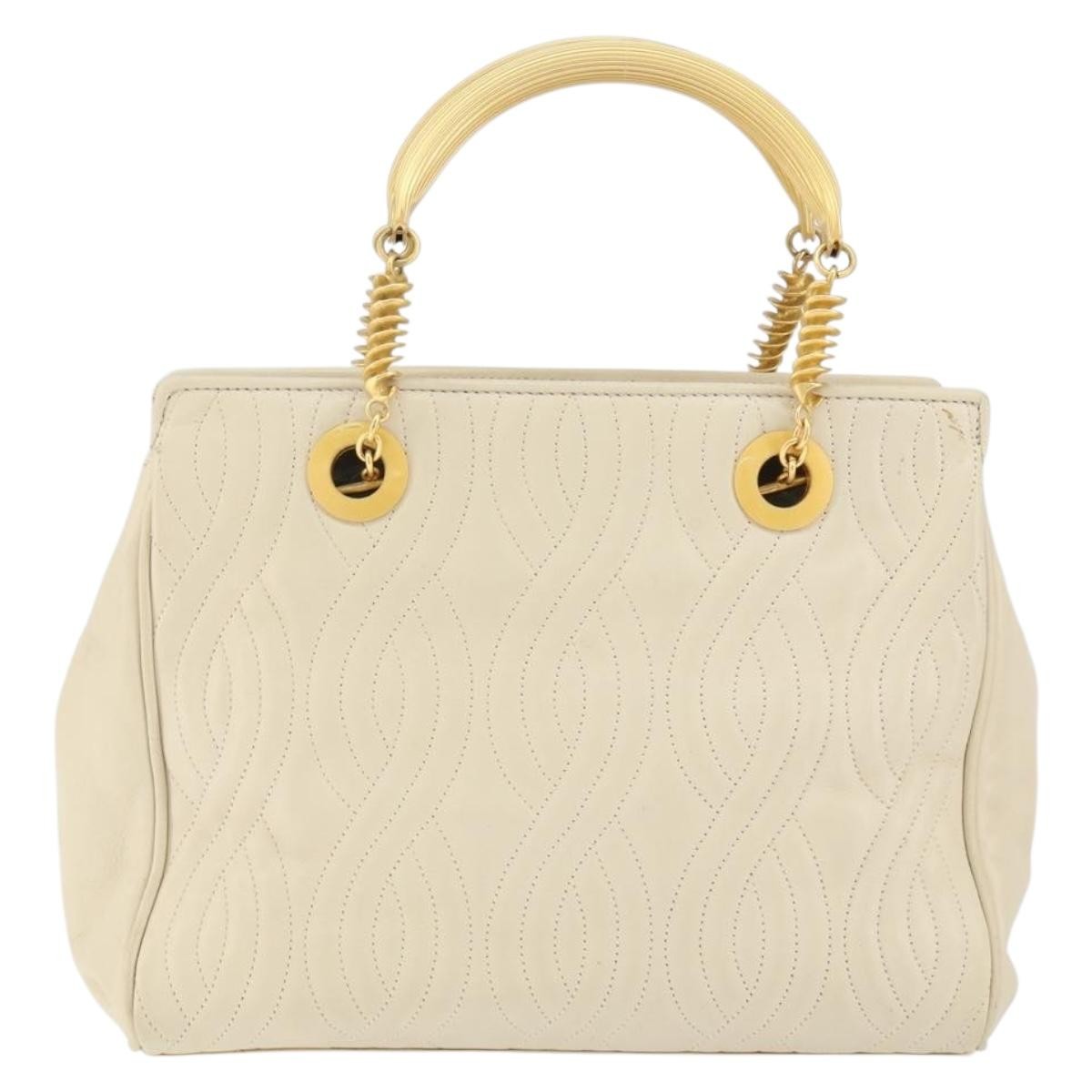 Fendi Wave Stitch Handbag Leather, BEIGE, LEATHER, Handbag