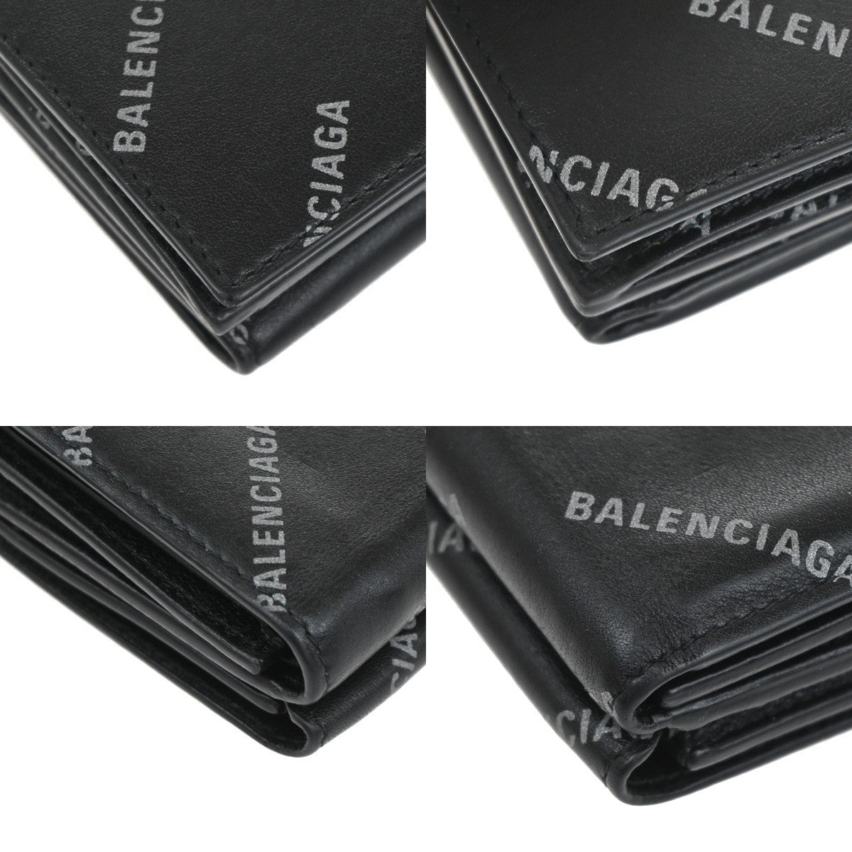 Balenciaga Trifold Wallet Leather, BLACK, LEATHER, Wallets