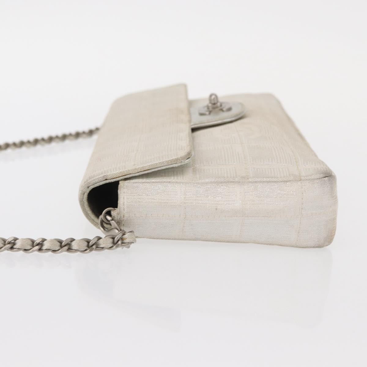 Chanel Travel Line Flap Bag Canvas, SILVER, CANVAS, Shoulder bag