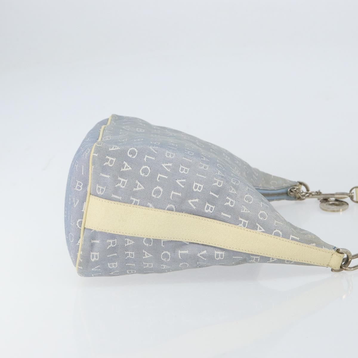 Bvlgari Logomania Shoulder Bag Canvas with Leather, BLUE, CANVAS, Shoulder bag