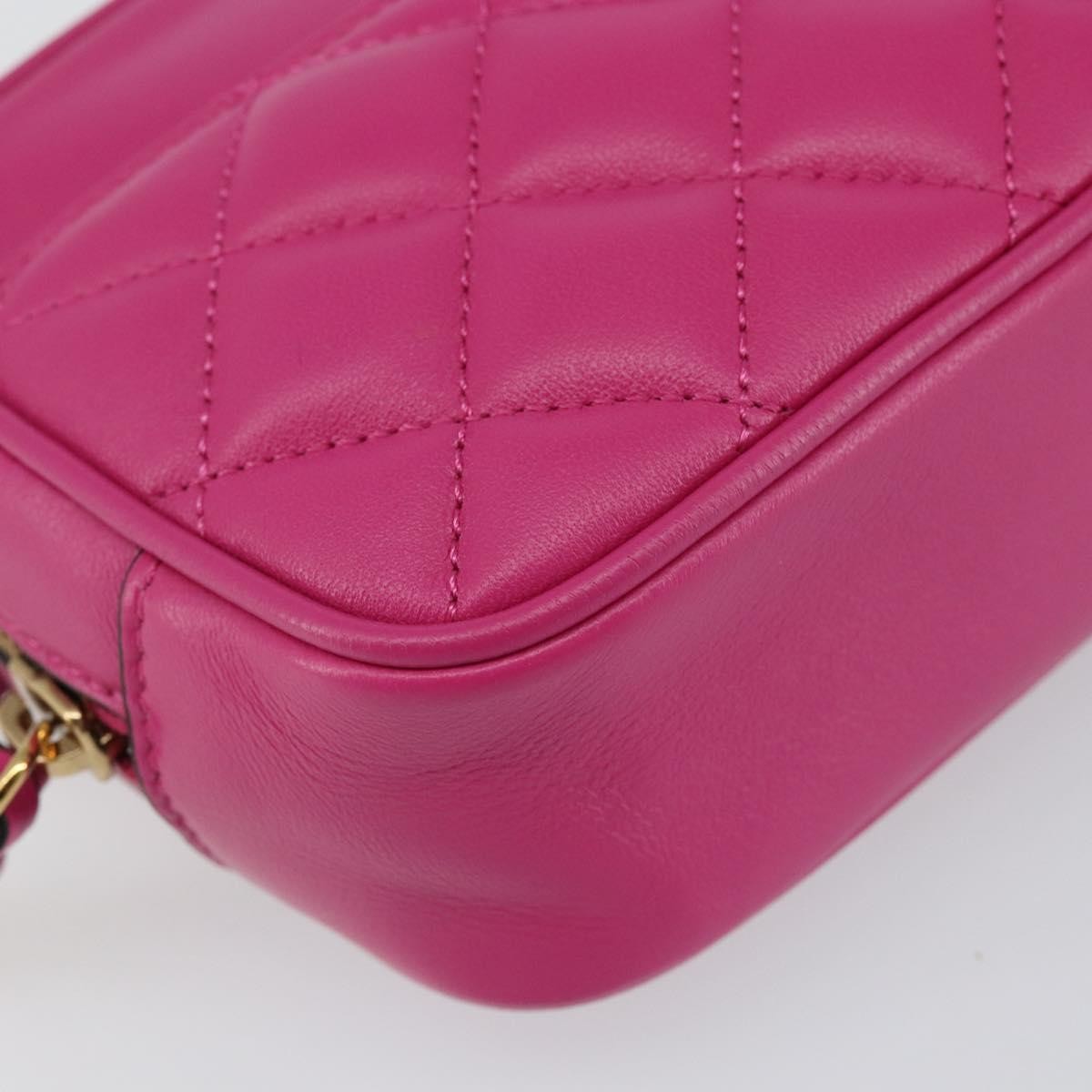 Versace Medusa Icon Front Slip Pocket Camera Bag Quilted Leather, PINK, LEATHER, Shoulder bag