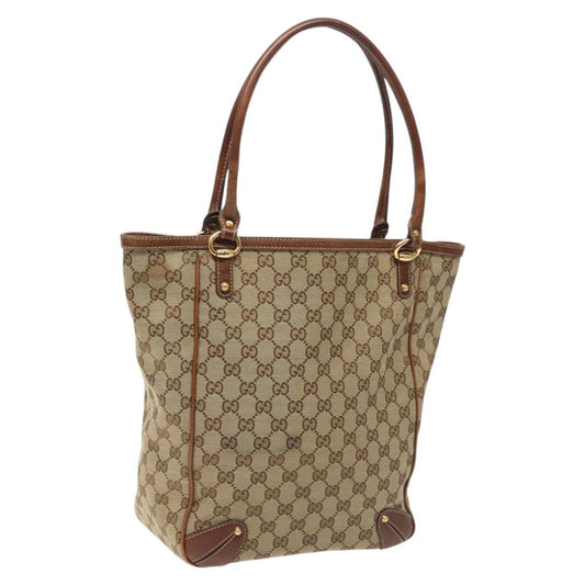 Gucci Vintage tote Leather, BEIGE, CANVAS, Tote bag