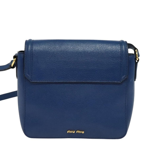 Miu Miu Flap Shoulder Bag Leather, BLUE, LEATHER, Shoulder bag