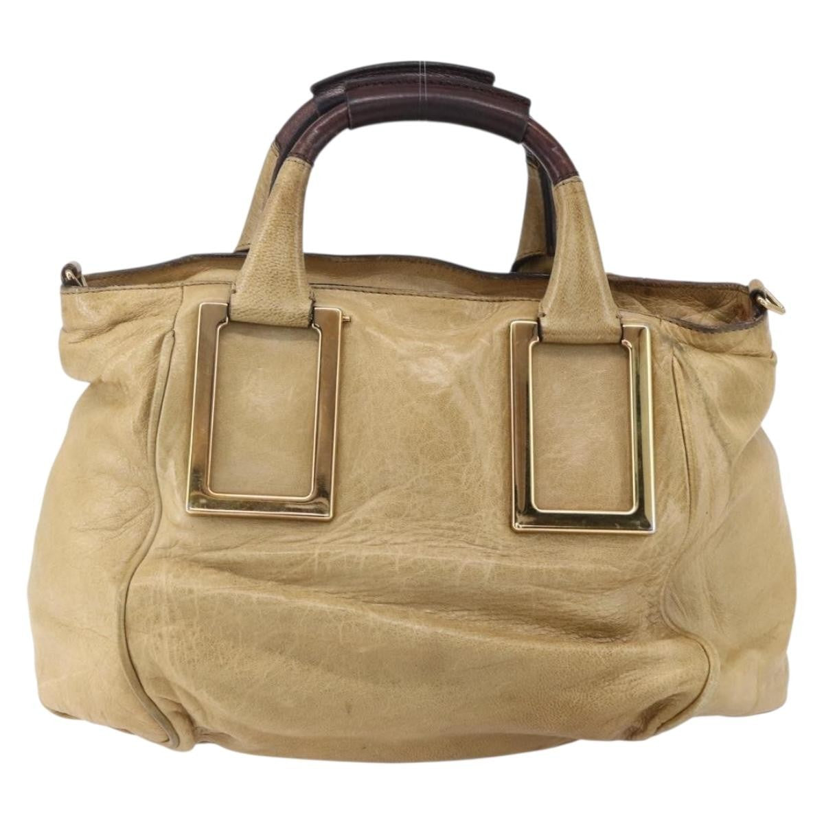 Chloe Ethel Handbag Leather, BEIGE, LEATHER, Handbag
