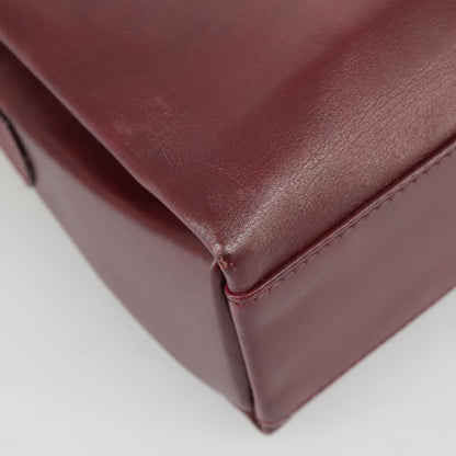 Celine Circle logo Leather, BURGUNDY, LEATHER, Shoulder bag