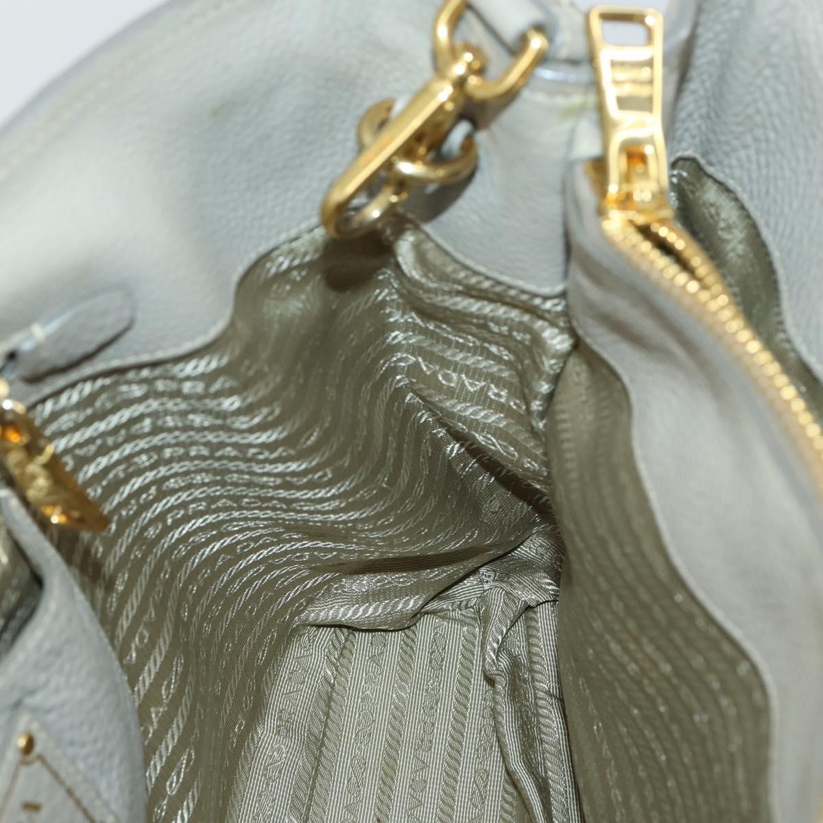 Prada Convertible Shopper Tote Vitello Daino, GRAY, LEATHER, Tote bag