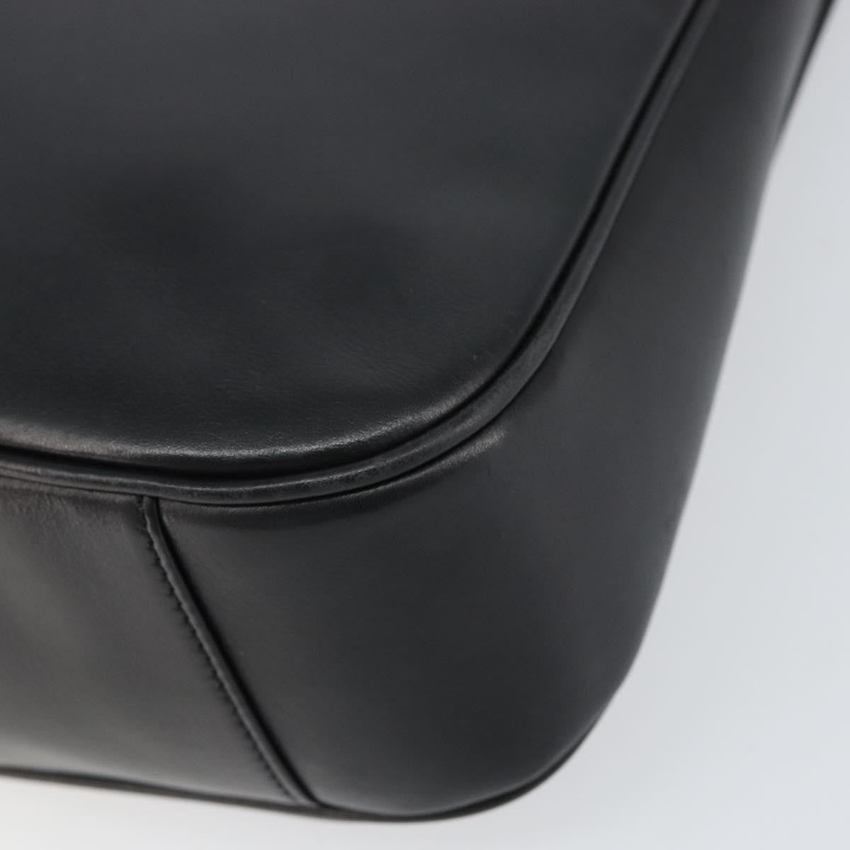 Gucci Vintage Bamboo Handle Open Hobo Leather, BLACK, LEATHER, Handbag