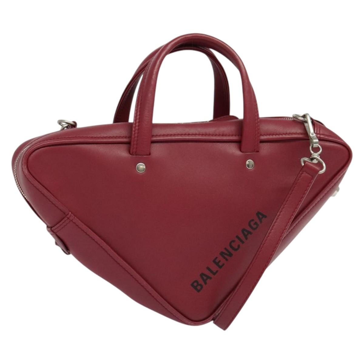 Balenciaga Triangle Duffle Bag Leather, RED, LEATHER, Handbag
