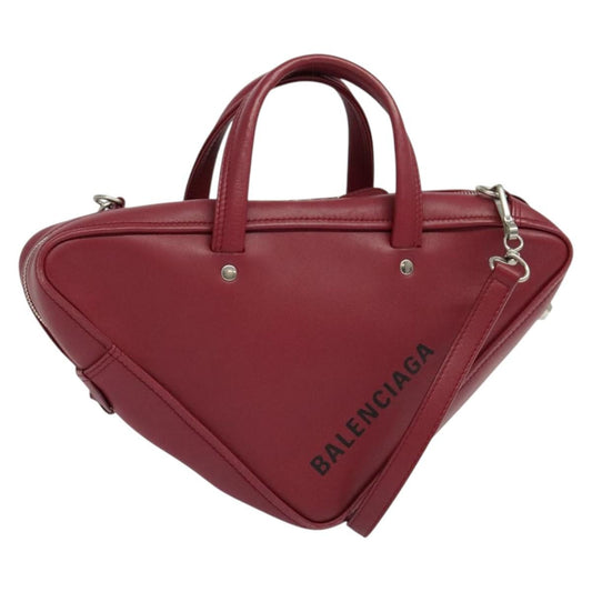 Balenciaga Triangle Duffle Bag Leather, RED, LEATHER, Handbag