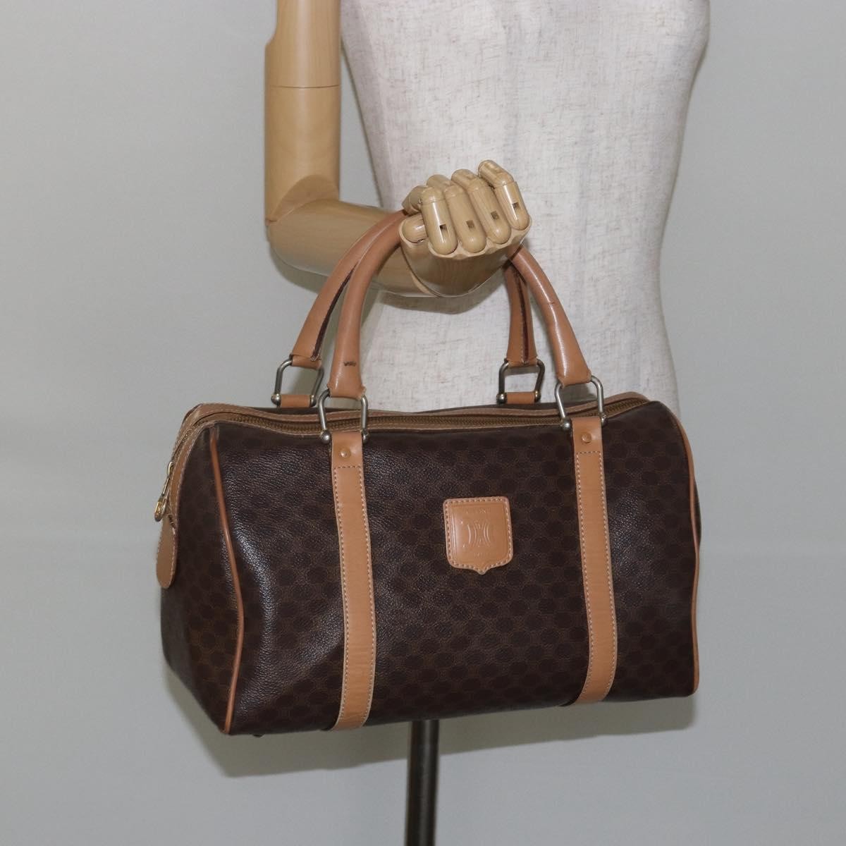 Celine Macadam Handbag Macadam with leather, BROWN, CANVAS, Handbag