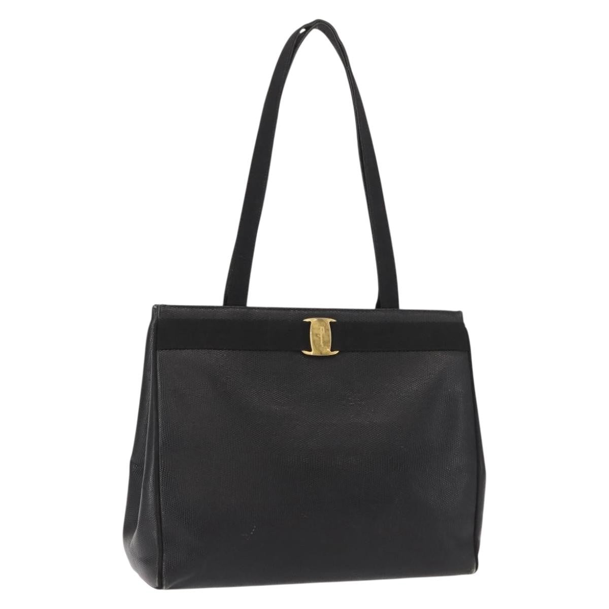 Salvatore Ferragamo Vala tote Leather, BLACK, LEATHER, Tote bag
