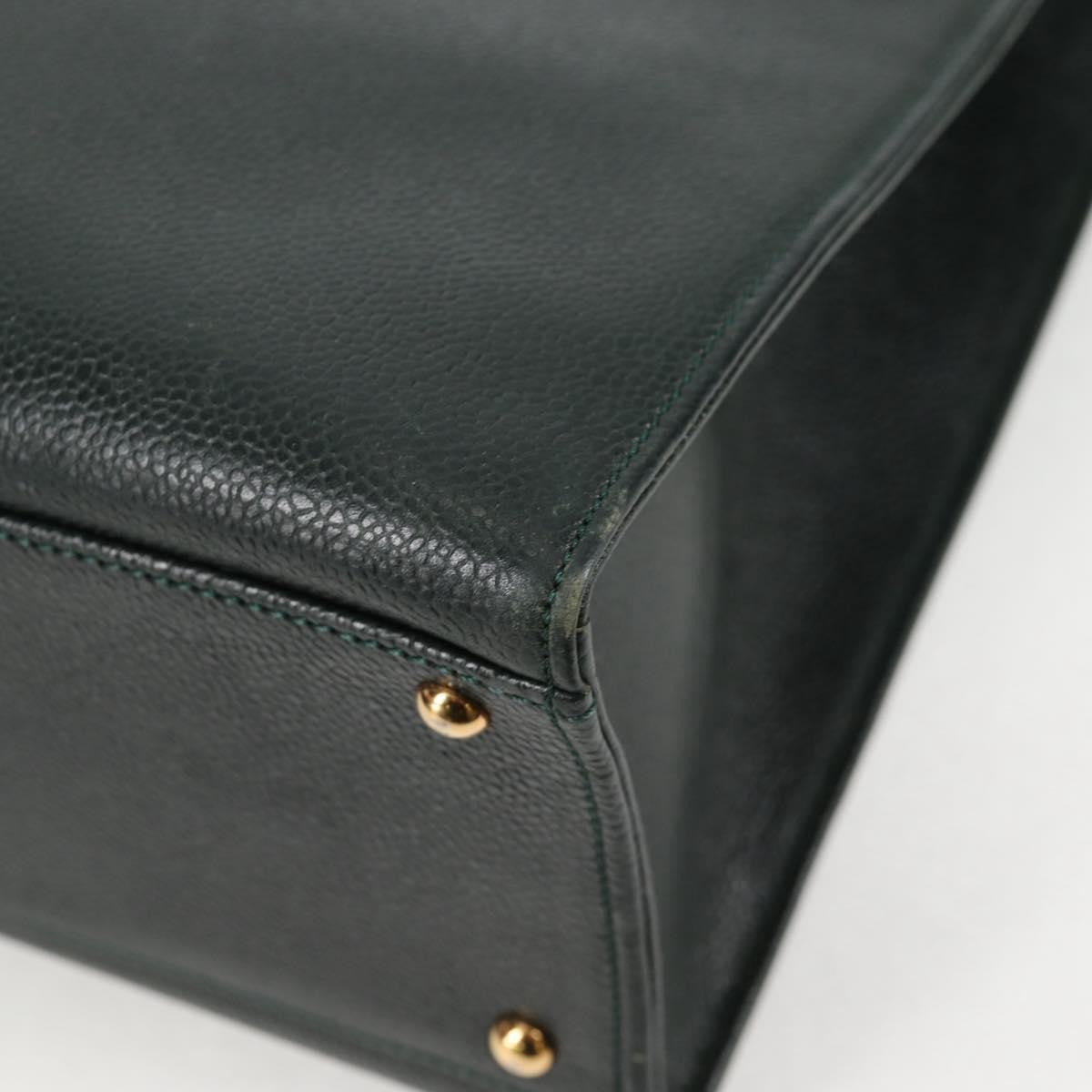 Chanel Vintage CC Lock Pocket Chain Tote Caviar, GREEN, LEATHER, Handbag