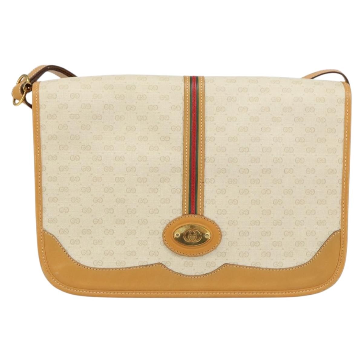 Gucci Vintage Web Sherry Line Handbag Micro GG Canvas, BEIGE, CANVAS, Shoulder bag