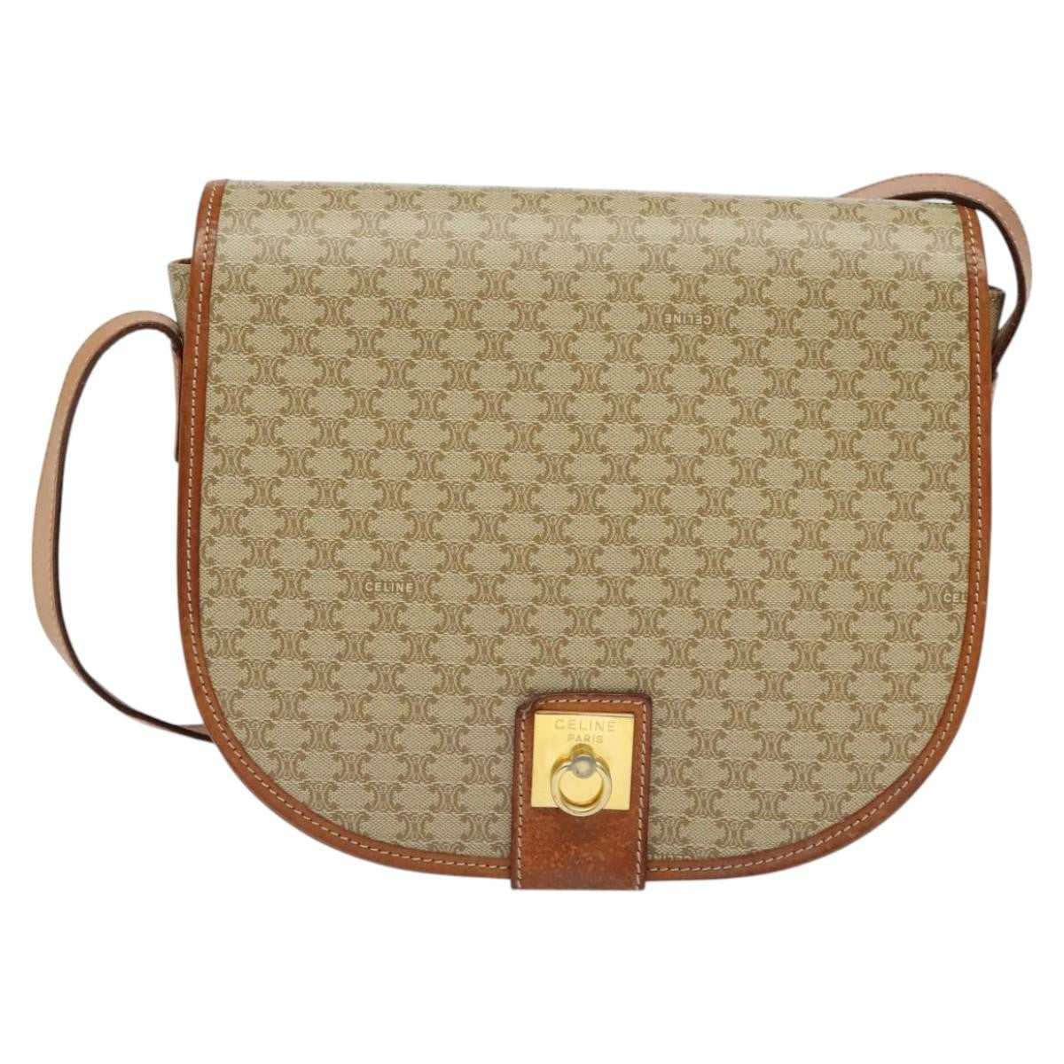 Celine Macadam Shoulder Bag PVC Leather, BEIGE, CANVAS, Shoulder bag