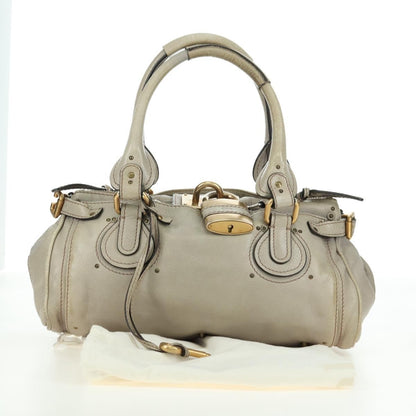 Chloe Paddington Lock Handbag Leather, Beige, Leather, Handbag
