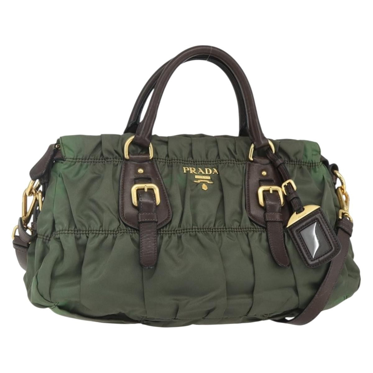 Prada Gaufre Convertible Satchel Tessuto, KHAKI, NYLON, Handbag