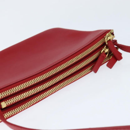 Celine Trio Crossbody Bag Leather, RED, LEATHER, Shoulder bag