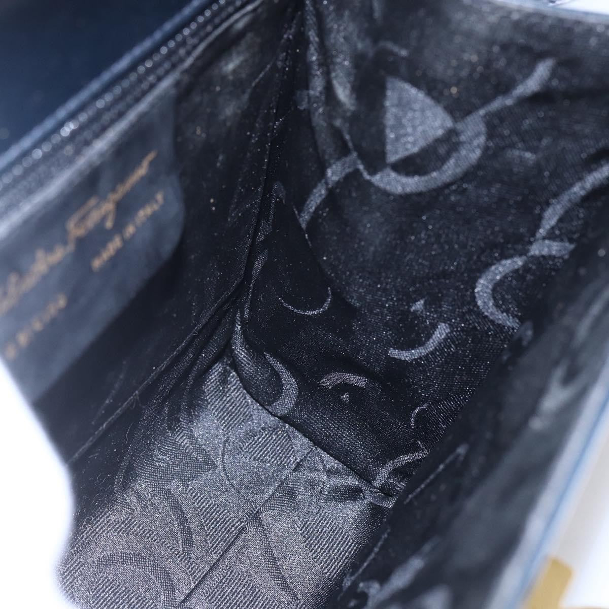 Salvatore Ferragamo Gancini Shoulder Bag Leather, NAVY, LEATHER, Shoulder bag