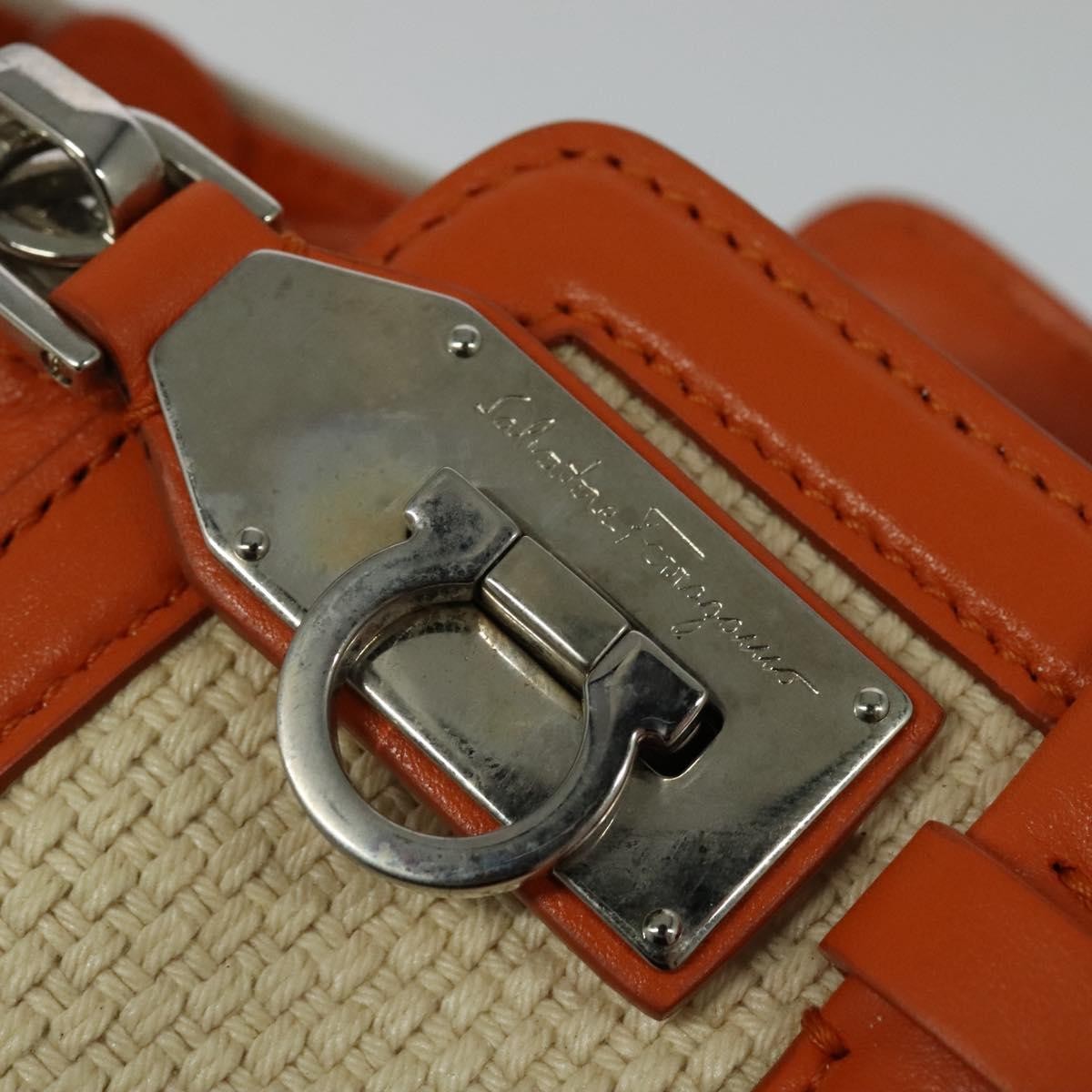 Salvatore Ferragamo Gancini Tote Canvas and Leather, BEIGE, CANVAS, Tote bag