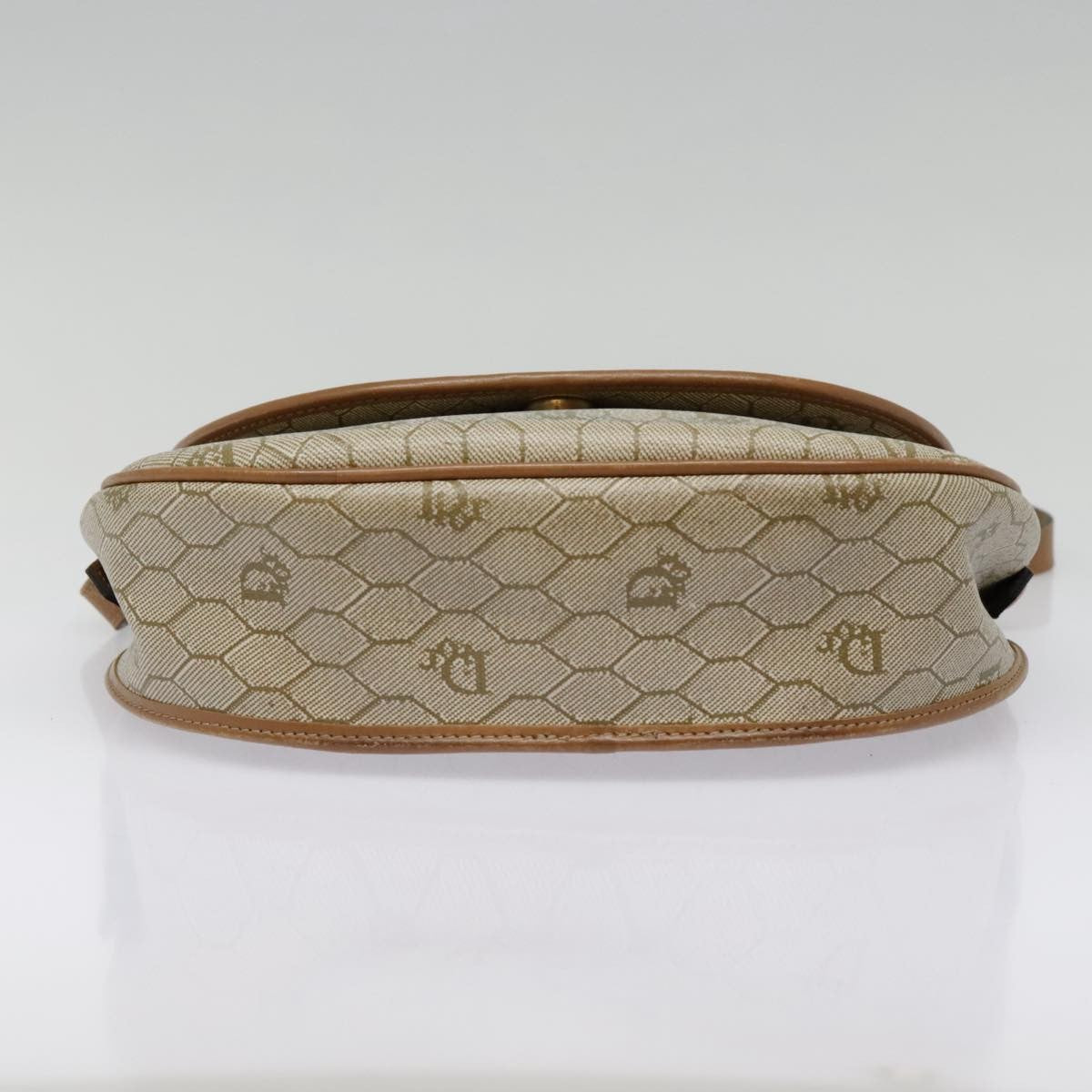 Christian Dior Vintage Honeycomb Flap Crossbody Bag Coated Canvas, BEIGE, CANVAS, Crossbody bag