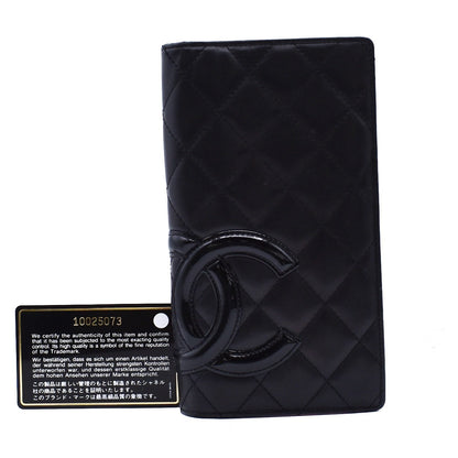 Chanel Cambon Bifold Wallet Quilted Lambskin, BLACK, LEATHER, Wallets