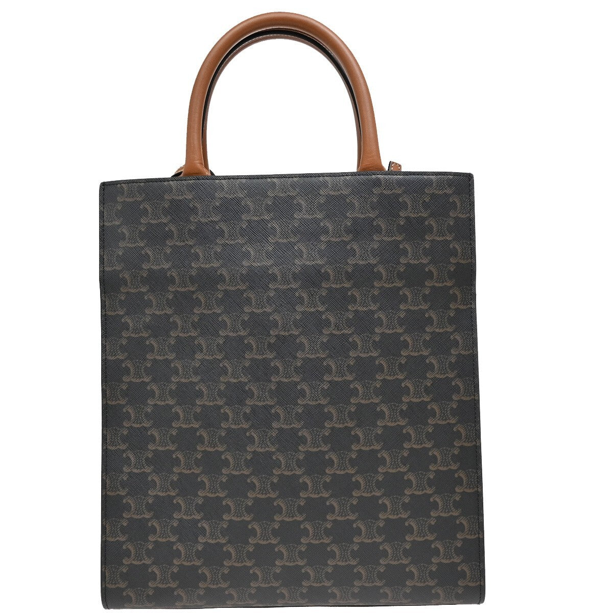 Celine Vertical Cabas Tote Triomphe Coated Canvas, BROWN, CANVAS, Tote bag