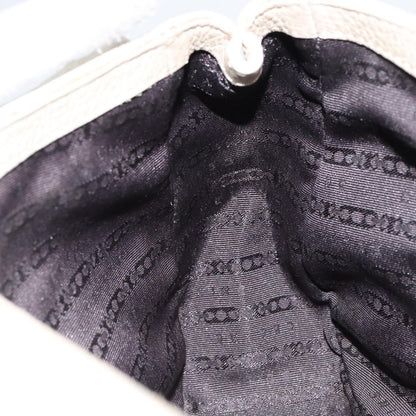 Celine Vintage Buckle Shoulder Bag Leather, WHITE, LEATHER, Shoulder bag