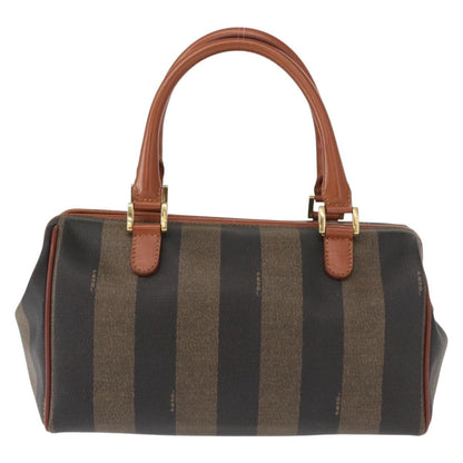 Fendi Vintage Pequin Convertible Boston Bag Coated Canvas, BROWN, CANVAS, Handbag