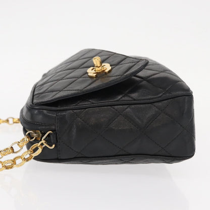Chanel CC Chain & Tassel Front Pocket Camera Bag Quilted Lambskin, BLACK, LEATHER, Shoulder bag