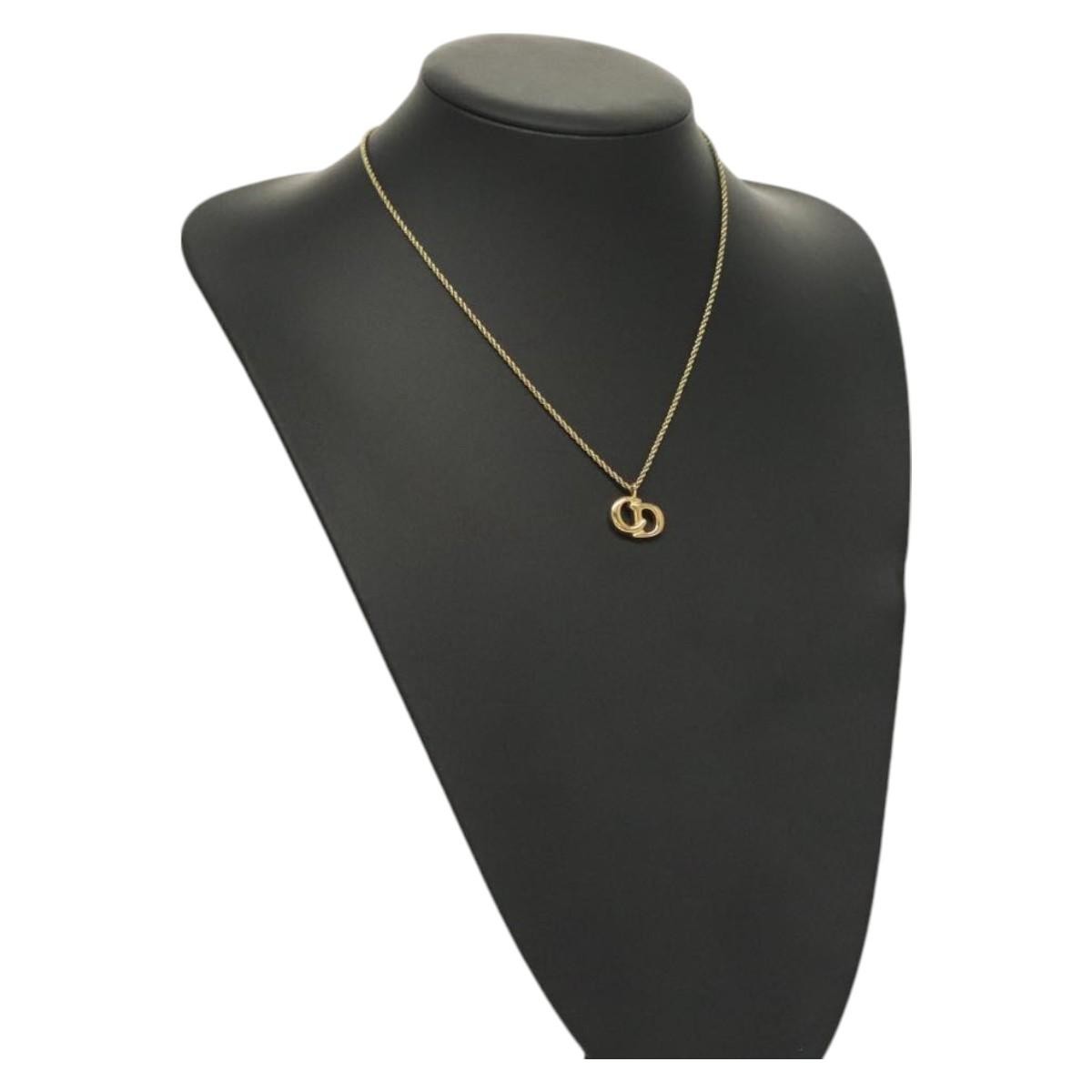 Christian Dior CD Pendant Necklace Metal, GOLD, METAL, Necklace