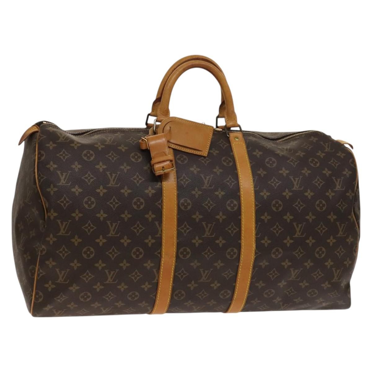 Louis Vuitton Keepall Bag Monogram Canvas, BROWN, CANVAS, Travel bag