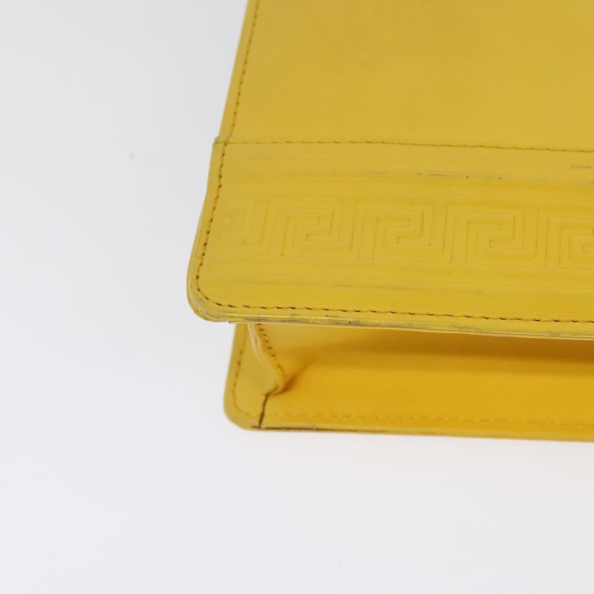 Versace Wristlet Pouch Leather, YELLOW, LEATHER, Clutche & pouche