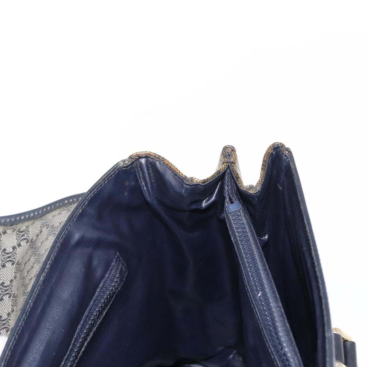 Celine Vintage Macadam Shoulder Bag Canvas and Leather, BLACK, CANVAS, Shoulder bag