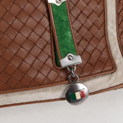 Bottega Veneta Intrecciato Leather, BROWN, LEATHER, Handbag