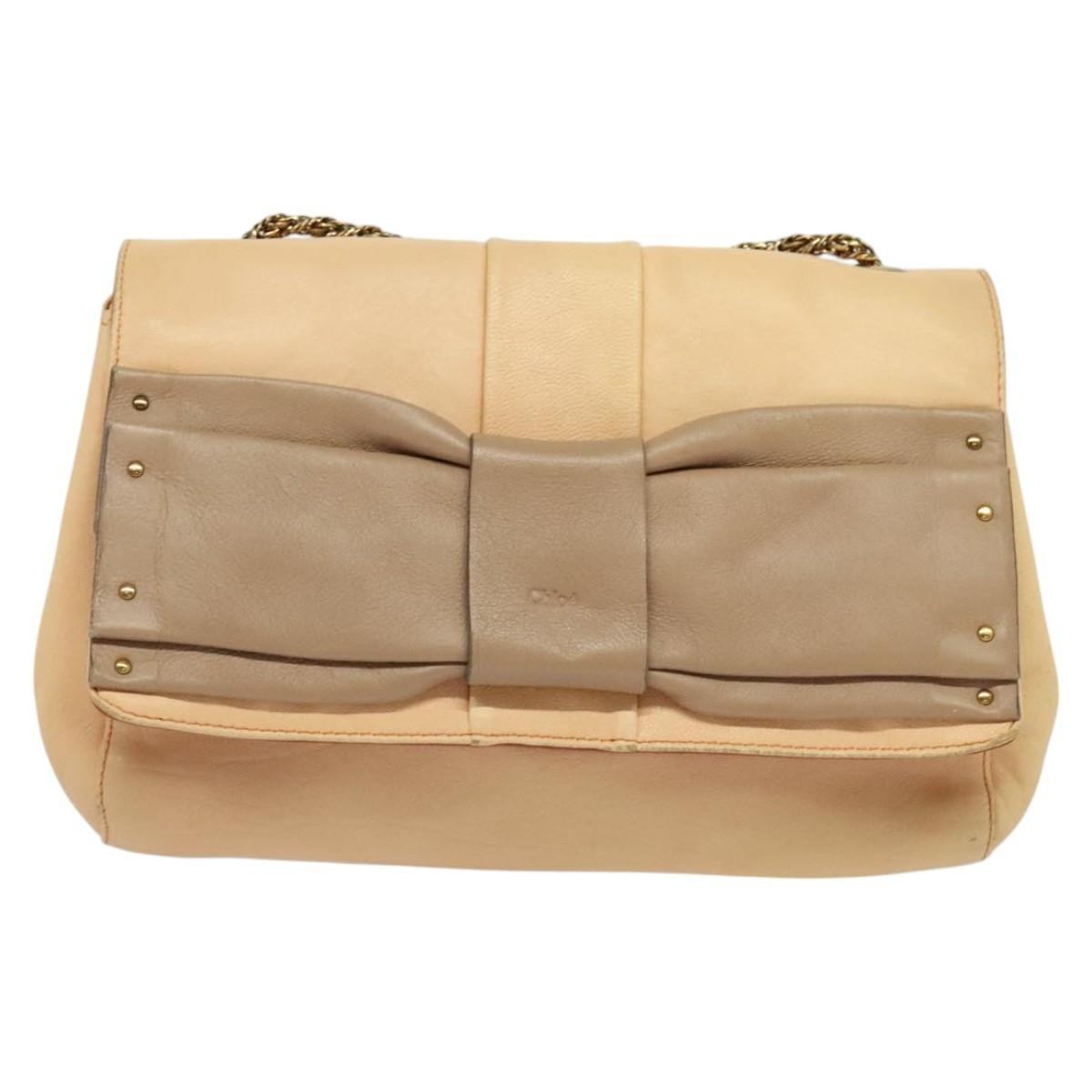 Chloe Vintage Flap shoulder bag Leather, BEIGE, LEATHER, Shoulder bag